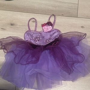 Charming Purple Kids Dance Costume with Floral Details